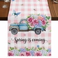 thumbnail image 1 of Table Runners 120 Inches Long Dress Scarves, Spring Farmhouse Coffee/Dining/Kitchen Table Runner for Living Room, Truck Botanical Rose Leaves Butterfly Pink Lattice 13x120 Inch, 1 of 9