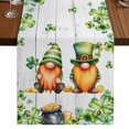 thumbnail image 1 of Table Runners 120 Inches Long Dress Scarves, St. Patrick's Day Farmhouse Coffee/Dining/Kitchen Table Runner for Living Room, Green Gnomes Lucky Shamrocks Grey Farm Wooden 13x120 Inch, 1 of 9