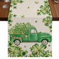 thumbnail image 1 of Table Runners 120 Inches Long Dress Scarves, St. Patrick's Day Farmhouse Coffee/Dining/Kitchen Table Runner for Living Room, Green Shamrocks Truck Plants Retro Beige 13x120 Inch, 1 of 9