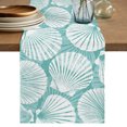 thumbnail image 1 of Table Runners 120 Inches Long Dress Scarves, Teal Scallop Coastal Farmhouse Coffee/Dining/Kitchen Table Decor Table Runner for Living Room, Summer Beach Nautical 13x120 Inch, 1 of 9