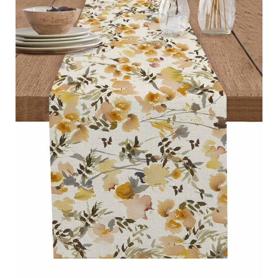 Table Runners 120 Inches Long Dress Scarves, Vintage Orange Flower Farmhouse Coffee/Dining/Kitchen Table Runner for Living Room, Farmhouse Botanical Floral Retro 13x120 Inch