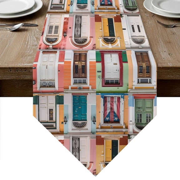 Table Runners 120 Inches Long, Puerto Rico Cotton Linen Kitchen Dining Coffee Table Runner for Party Home Decor, Vintage Boho Style Door Gates Tabletop Dresser Scarves Runner Decor 13x120 Inch