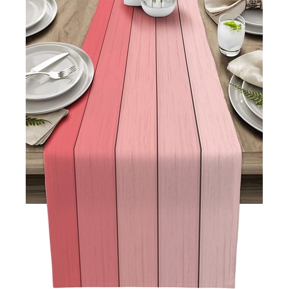 Table Runners 13X70 Inches Long, Light Pink,Cotton Linen Farmhouse Retro Rustic Barn Wood Texture Tablecloths Non-Slip Party Table Decorations for Kitchen,Home,Dining,Outdoor,