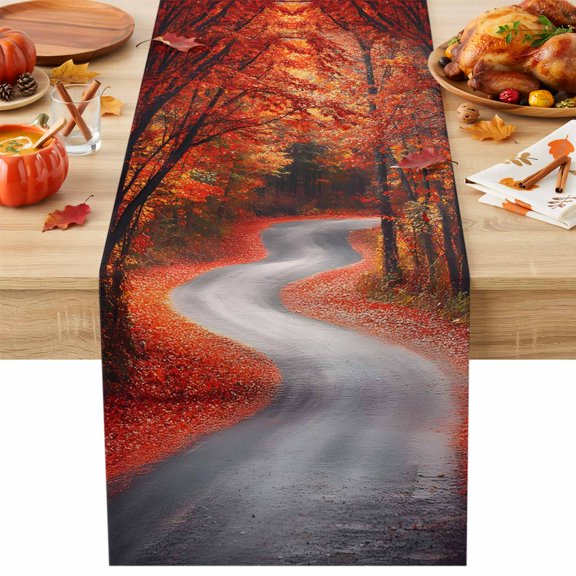 Table Runners-36 Inch Long,Rustic Maple Leaf Tree Road Linen Dresser Scarves Dining Table Runner Watercolor Autumn Leaves Tabletop Scarf for Home Kitchen Holiday Party Decor