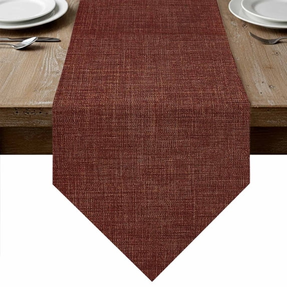 Table Runners 36 Inches Long, Dark Brown Cotton Linen Kitchen Dining Coffee Table Runner for Party Home Decor, Vintage Country Monochrome Chocolate Color Tabletop Dresser Scarves Runner 13x36 Inch