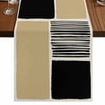 thumbnail image 1 of Table Runners 36 Inches Long Dress Scarves, Beige Farmhouse Kitchen/Dining Table Runner, Short Coffee Tablerunners, Modern Abstract Art Farmhouse Striped 13x36 Inch, 1 of 9