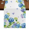 thumbnail image 1 of Table Runners 36 Inches Long Dress Scarves, Blue Hydrangea Farmhouse Kitchen/Dining Table Runner, Short Coffee Tablerunners, Farmhouse Butterfly Spring Floral 13x36 Inch, 1 of 9