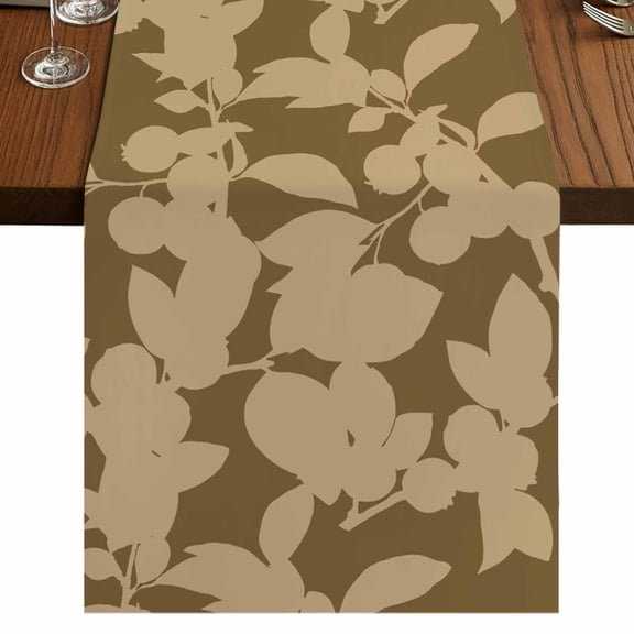 Table Runners 36 Inches Long Dress Scarves, Brown Floral Silhouette Farmhouse Kitchen/Dining Table Runner, Short Coffee Tablerunners, Spring Farmhouse Vintage Flowers 13x36 Inch