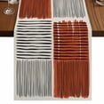 thumbnail image 1 of Table Runners 36 Inches Long Dress Scarves, Brown Striped Farmhouse Kitchen/Dining Table Runner, Short Coffee Tablerunners, Farmhouse Stripes Modern Abstract Art 13x36 Inch, 1 of 9