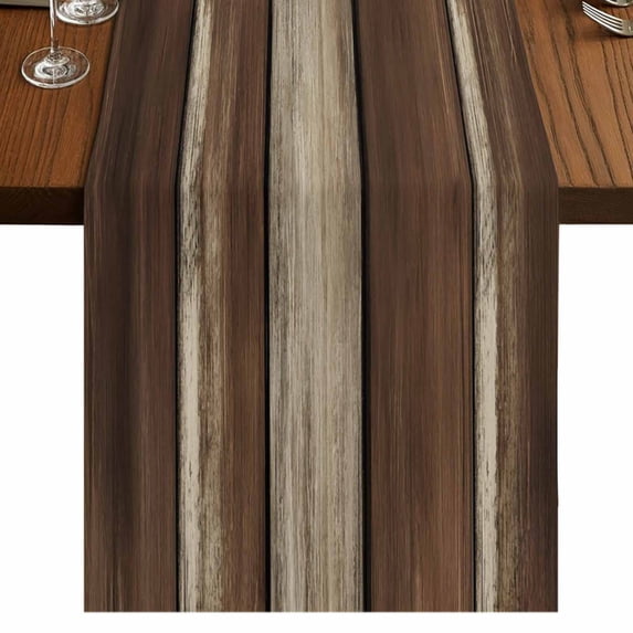 Table Runners 36 Inches Long Dress Scarves, Brown Wooden Farmhouse Kitchen/Dining Table Runner, Short Coffee Tablerunners, Vintage Farmhouse Retro Art 13x36 Inch