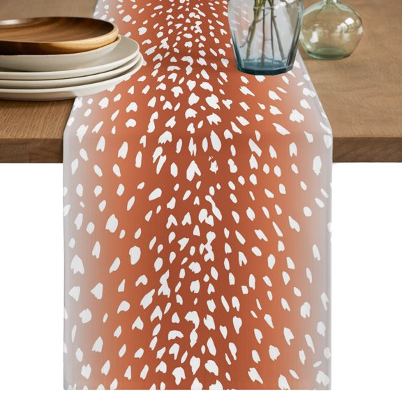 Table Runners 36 Inches Long Dress Scarves, Burnt Orange Sheep Skin Farmhouse Kitchen/Dining Table Decor Table Runner, Short Coffee Tablerunners, Ombre Farmhouse Animal Print 13x36 Inch