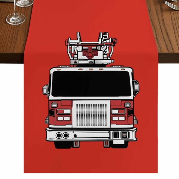 Table Runners 36 Inches Long Dress Scarves, Cars Farmhouse Kitchen Table Runner, Short Coffee Tablerunners, Red Cartoon Funny Simple Truck Silhouettes Art 13x36 Inch