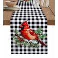 thumbnail image 1 of Table Runners 36 Inches Long Dress Scarves, Christmas Cardinal Bird Farmhouse Kitchen/Dining Table Runner, Short Coffee Tablerunners, White Black Plaid Pine Branch Snow 13x36 Inch, 1 of 7