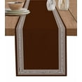 thumbnail image 1 of Table Runners 36 Inches Long Dress Scarves, Coffee Brown Greek Key Farmhouse Kitchen/Dining Table Runner, Short Coffee Tablerunners, Geometric Greece Ancient Farmhouse Geo 13x36 Inch, 1 of 7
