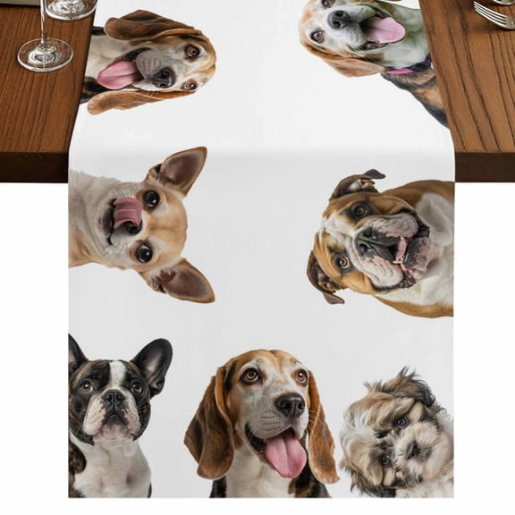 Table Runners 36 Inches Long Dress Scarves, Cute Dogs Farmhouse Kitchen Table Runner, Short Coffee Tablerunners, Animals Gypsies Bulldog Cattledogs Modern Art 13x36 Inch