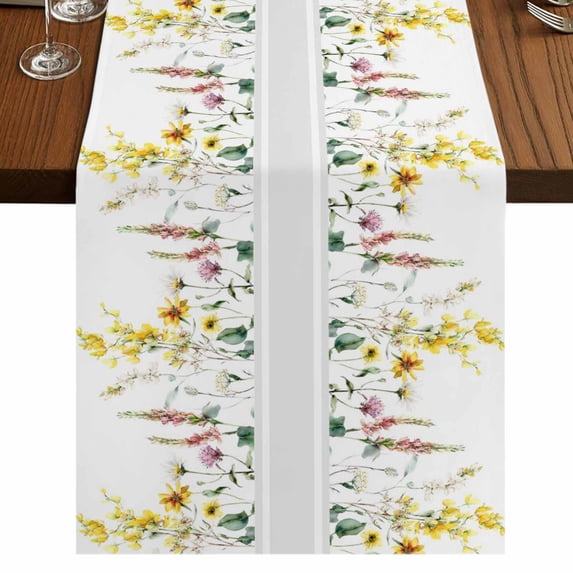 Table Runners 36 Inches Long Dress Scarves, Eucalyptus Leaves Farmhouse Kitchen Table Runner, Short Coffee Tablerunners, Spring Country Botanical Flowers Floral 13x36 Inch