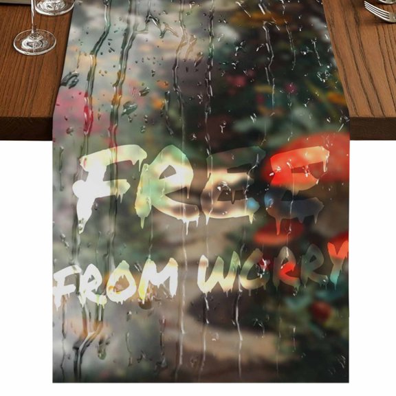 Table Runners 36 Inches Long Dress Scarves, Funny Farmhouse Kitchen/Dining Table Runner, Short Coffee Tablerunners, Modern Abstract Glass Chic Rains 13x36 Inch