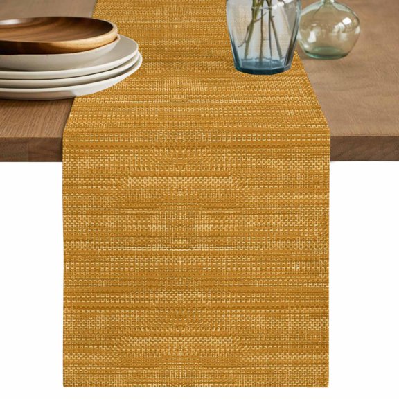 Table Runners 36 Inches Long Dress Scarves, Ginger Yellow Farmhouse Kitchen/Dining Table Decor Runner, Short Coffee Tablerunners, Modern Simple Solid Color Pattern 13x36 Inch