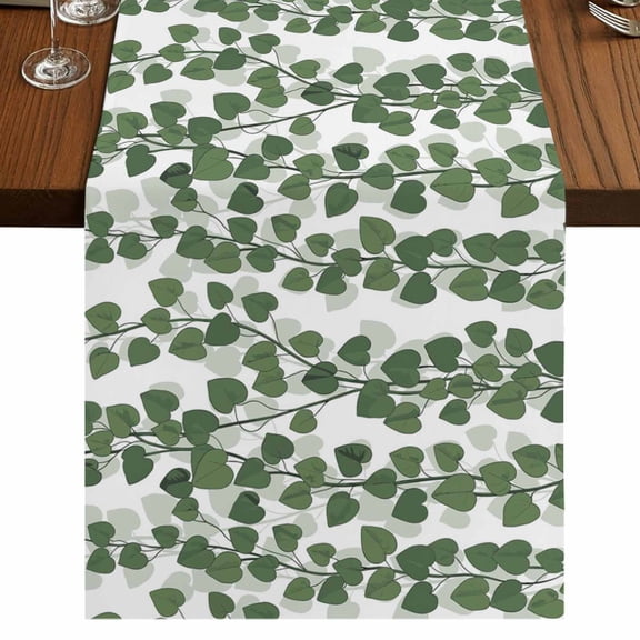 Table Runners 36 Inches Long Dress Scarves, Green Ivy Leaves Farmhouse Kitchen Table Runner, Short Coffee Tablerunners, Spring Botanical Modern Country 13x36 Inch