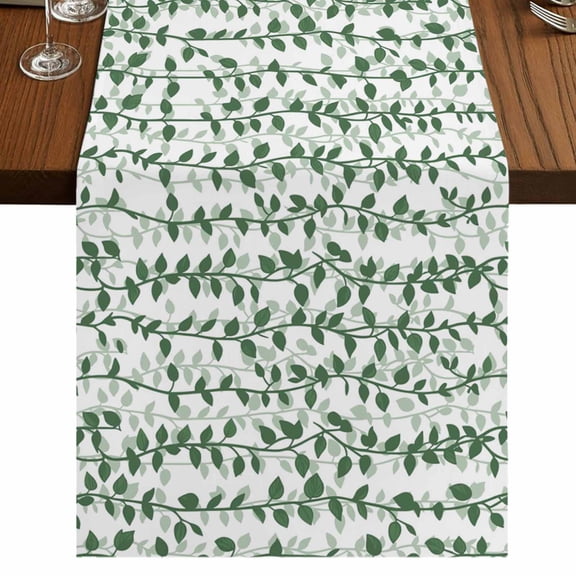 Table Runners 36 Inches Long Dress Scarves, Green Ivy Leaves Farmhouse Kitchen Table Runner, Short Coffee Tablerunners, Spring Plants Botanical Modern Country 13x36 Inch