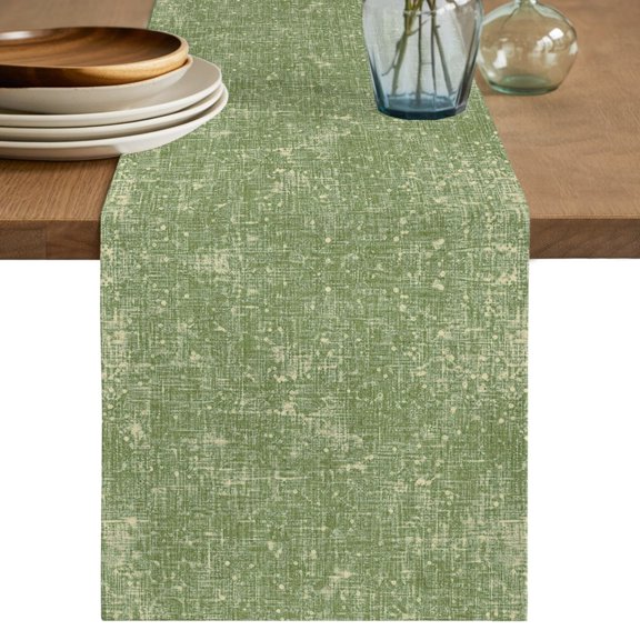 Table Runners 36 Inches Long Dress Scarves, Green Terracotta Splatter Farmhouse Kitchen/Dining Table Decor Table Runner, Short Coffee Tablerunners, Boho Mottled Vintage Rustic 13x36 Inch