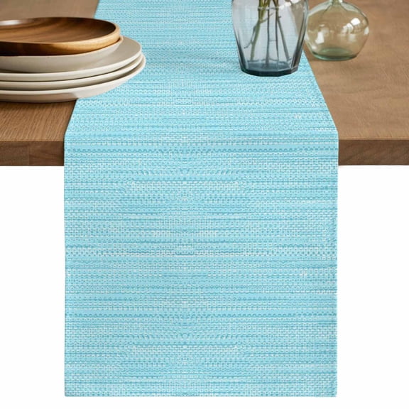 Table Runners 36 Inches Long Dress Scarves, Mint Blue Farmhouse Kitchen/Dining Table Decor Runner, Short Coffee Tablerunners, Modern Minimalist Linen Texture Boho 13x36 Inch