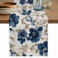 thumbnail image 1 of Table Runners 36 Inches Long Dress Scarves, Navy Blue Beige Floral Farmhouse Kitchen/Dining Table Decor Table Runner, Short Coffee Tablerunners, Vintage Farmhouse Floral Leaves 13x36 Inch, 1 of 9