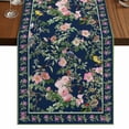thumbnail image 1 of Table Runners 36 Inches Long Dress Scarves, Navy Blue Flowers Farmhouse Kitchen/Dining Table Runner, Short Coffee Tablerunners, Spring Floral Elegant Pastoral Botanical 13x36 Inch, 1 of 9