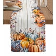 thumbnail image 1 of Table Runners 36 Inches Long Dress Scarves, Orange Blue Fall Farmhouse Kitchen/Dining Table Runner, Short Coffee Tablerunners, Vintage Thanksgiving Pumpkins Maple Leaf 13x36 Inch, 1 of 7