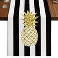 thumbnail image 1 of Pineapple 36 Inch Table Runner, Modern Abstract Fruits Black White Stripe Farmhouse Dresser Scarf Cotton & Linen Tablerunner for Dining/Kitchen Island/Holiday Party Décor Small 13" x 36", 1 of 9
