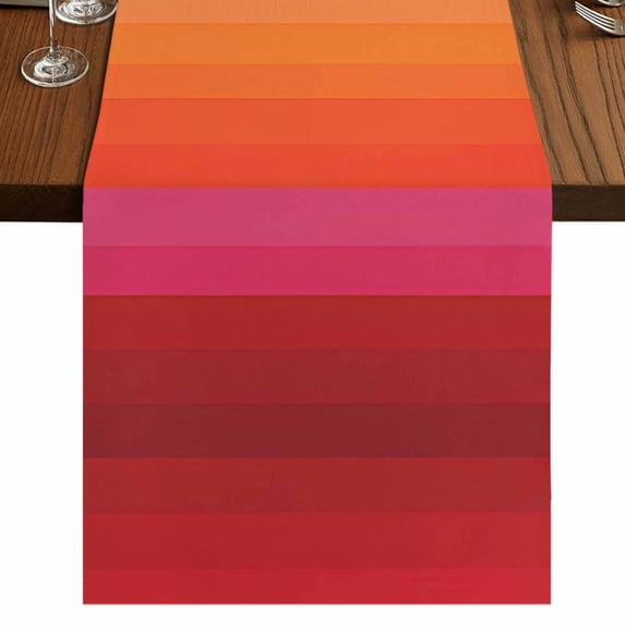 Table Runners 36 Inches Long Dress Scarves, Rainbow Striped Farmhouse Kitchen Table Runner, Short Coffee Tablerunners, Colorful Gradients Modern Abstract Art 13x36 Inch