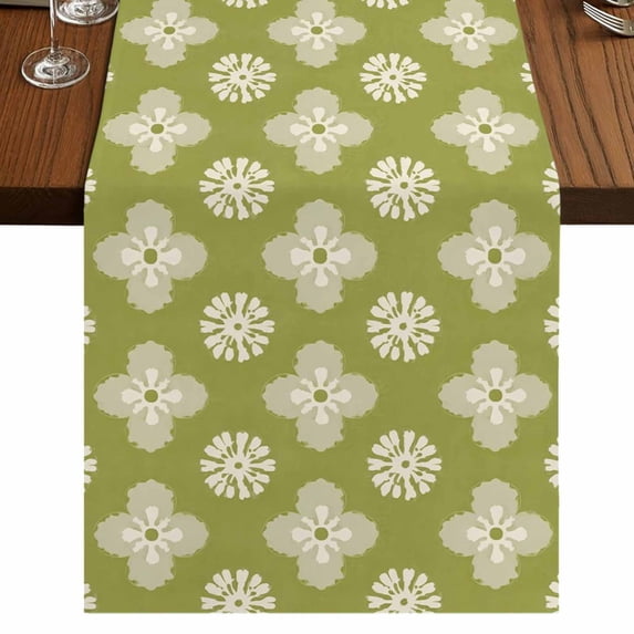 Table Runners 36 Inches Long Dress Scarves, Sage Green Floral Farmhouse Kitchen/Dining Table Runner, Short Coffee Tablerunners, Spring Flowers Modern Abstract Art Farmhouse 13x36 Inch
