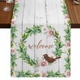 thumbnail image 1 of Table Runners 36 Inches Long Dress Scarves, Spring Botanical Farmhouse Kitchen/Dining Table Runner, Short Coffee Tablerunners, Garden Birds Floral Leaves Gray Woodn 13x36 Inch, 1 of 9