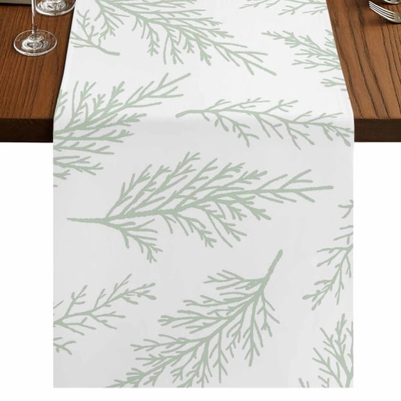 Table Runners 36 Inches Long Dress Scarves, Spring Green Tree Branches Farmhouse Kitchen/Dining Table Runner, Short Coffee Tablerunners, Farmhouse Nature Botanical 13x36 Inch