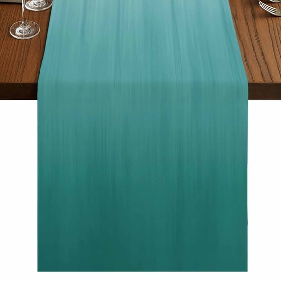 Table Runners 36 Inches Long Dress Scarves, Teal Green Ombre Farmhouse Kitchen Table Runner, Short Coffee Tablerunners, Contemporary Gradient Abstract Art 13x36 Inch