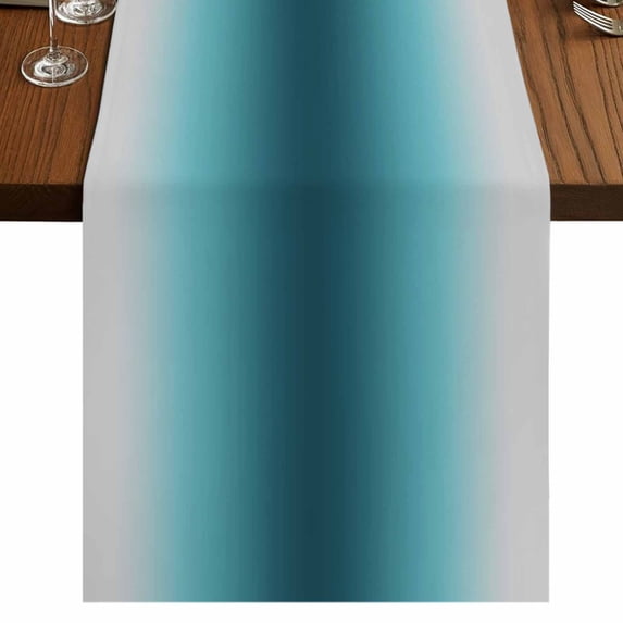 Table Runners 36 Inches Long Dress Scarves, Turquoise Grey Ombre Farmhouse Kitchen/Dining Table Runner, Short Coffee Tablerunners, Farmhouse Gradient Minimalist 13x36 Inch