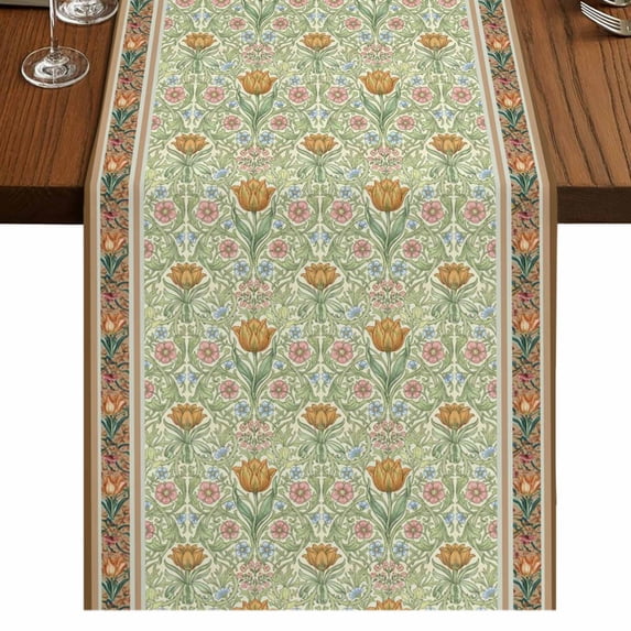 Table Runners 36 Inches Long Dress Scarves, Vintage Boho Floral Farmhouse Kitchen/Dining Table Runner, Short Coffee Tablerunners, Ethnic Tribe Abstract Art Flowers 13x36 Inch
