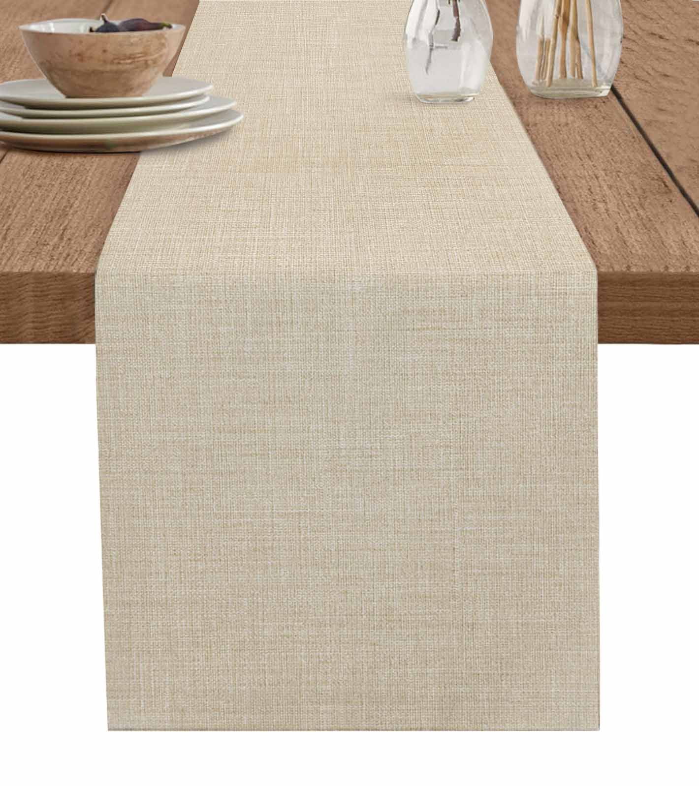 Table Runners 36 Inches Long Dress Scarves, Vintage Cream Farmhouse Kitchen/Dining Table Runner, Short Coffee Tablerunners, Farmhouse Retro Beige Solid Color 13x36 Inch