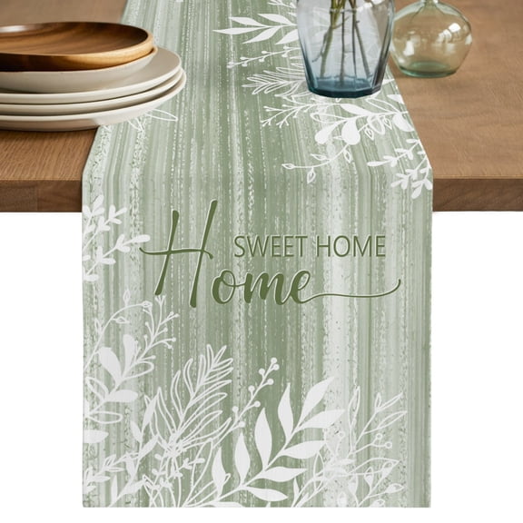Table Runners 36 Inches Long Dress Scarves, Vintage Sage Green Farmhouse Kitchen/Dining Table Decor Table Runner, Short Coffee Tablerunners, Farmhouse Florals Leaf Coastal Sweet Home 13x36 Inch