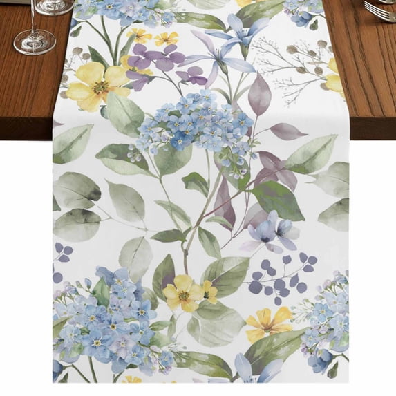 Table Runners 36 Inches Long Dress Scarves, Vintage Spring Floral Farmhouse Kitchen/Dining Table Runner, Short Coffee Tablerunners, Farmhouse Flowers Watercolor 13x36 Inch