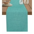 thumbnail image 1 of Table Runners 36 Inches Long Dress Scarves, Vintage Teal Green Farmhouse Kitchen/Dining Table Runner, Short Coffee Tablerunners, Farmhouse Retro Solid Color Linen Texture 13x36 Inch, 1 of 7