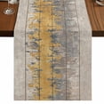 thumbnail image 1 of Table Runners 36 Inches Long Dress Scarves, Yellow Grey Abstract Farmhouse Kitchen/Dining Table Runner, Short Coffee Tablerunners, Gradient Geometric Graffiti Retro Wooden 13x36 Inch, 1 of 9