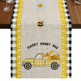 thumbnail image 1 of Table Runners 36 Inches Long Dress Scarves, Yellow Truck Farmhouse Kitchen/Dining Table Runner, Short Coffee Tablerunners, Spring Bees Honey Daisy Black Buffalo Plaid 13x36 Inch, 1 of 9