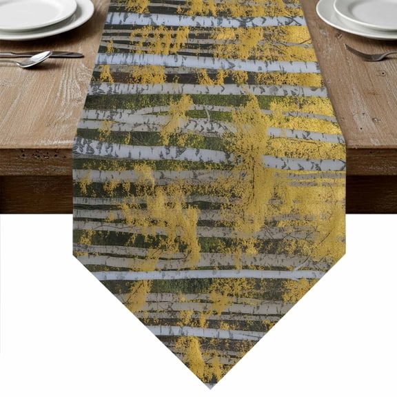 Table Runners 36 Inches Long, Fall Branch Trees Cotton Linen Kitchen Dining Coffee Table Runner for Party Home Decor, Autumn Natural Forest Tabletop Dresser Scarves Runner Decor 13x36 Inch