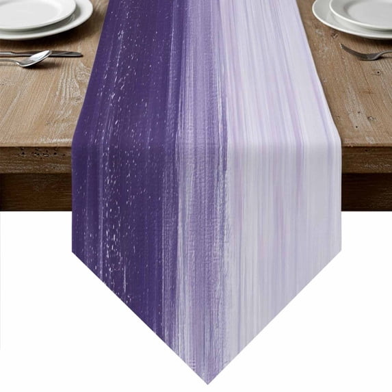 Table Runners 36 Inches Long, Purple Ombre Cotton Linen Kitchen Dining Coffee Table Runner for Party Home Decor, Modern Abstract Art Ocean Oil Painting Tabletop Dresser Scarves Runner 13x36 Inch