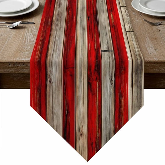 Table Runners 36 Inches Long, Vintage American Flag Cotton Linen Kitchen Dining Coffee Table Runner for Party Home Decor, Retro USA Flag Wooden Tabletop Dresser Scarves Runner Decor 13x36 Inch