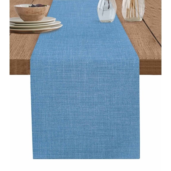 Table Runners 48 Inches Long Dress Scarves, Blue Burlap Texture Farmhouse Kitchen/Dining Table Runner, Short Coffee Tablerunners, Farmhouse Vintage Blue 13x48 Inch