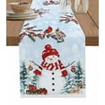 thumbnail image 1 of Table Runners 48 Inches Long Dress Scarves, Blue Snowman Christmas Farmhouse Kitchen/Dining Table Runner, Short Coffee Tablerunners, Xmas Tree Branch Birds 13x48 Inch, 1 of 7
