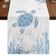 thumbnail image 1 of Table Runners 48 Inches Long Dress Scarves, Coastal Trutle Farmhouse Kitchen/Dining Table Runner, Short Coffee Tablerunners, Nautical Summer Beach Ocean Coral 13x48 Inch, 1 of 9