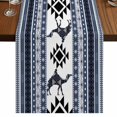 thumbnail image 1 of Table Runners 48 Inches Long Dress Scarves, Navy Blue Boho Farmhouse Kitchen/Dining Table Runner, Short Coffee Tablerunners, Vintage Abstract Art Ethnic Tribe 13x48 Inch, 1 of 9